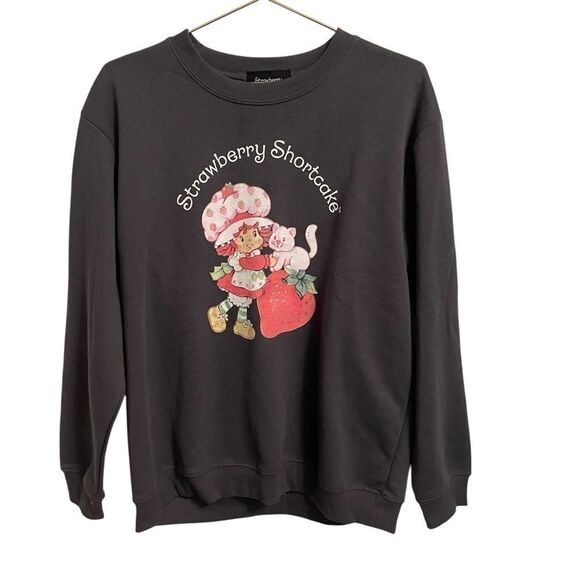 Strawberry Shortcake Sweatshirt Retro Kitty Grey Pink Size Large - Picture 1 of 6